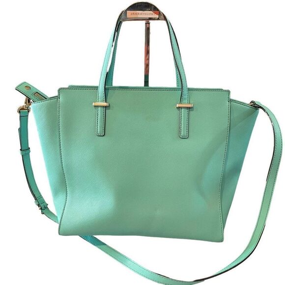 Kate Spade Leather Cedar Street Hayden Satchel Turquoise - Picture 2 of 11